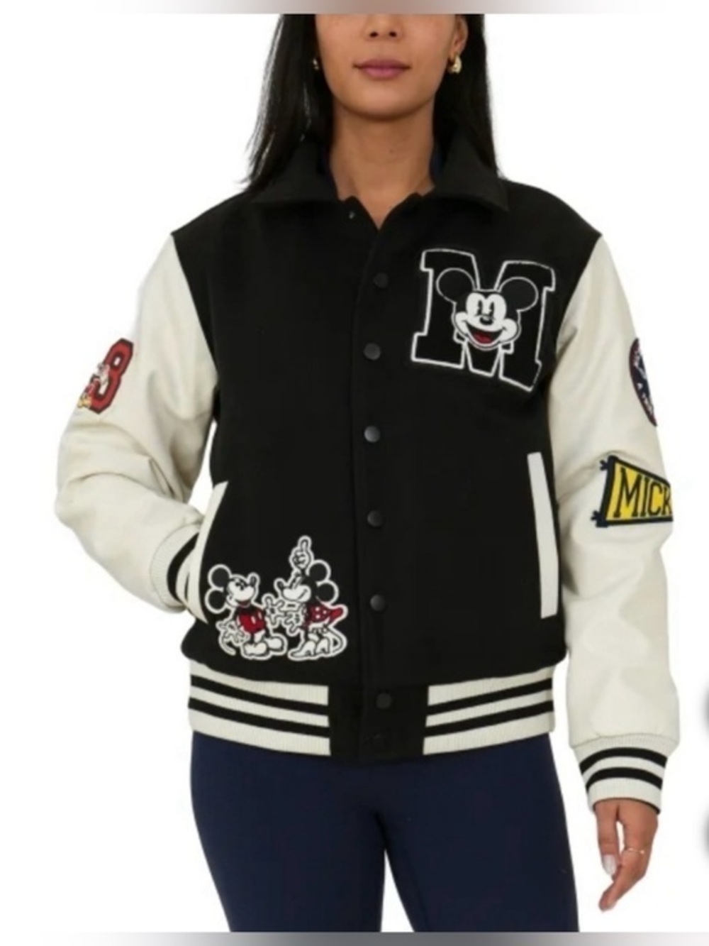Disney Black and White Mickey Varsity Jacket